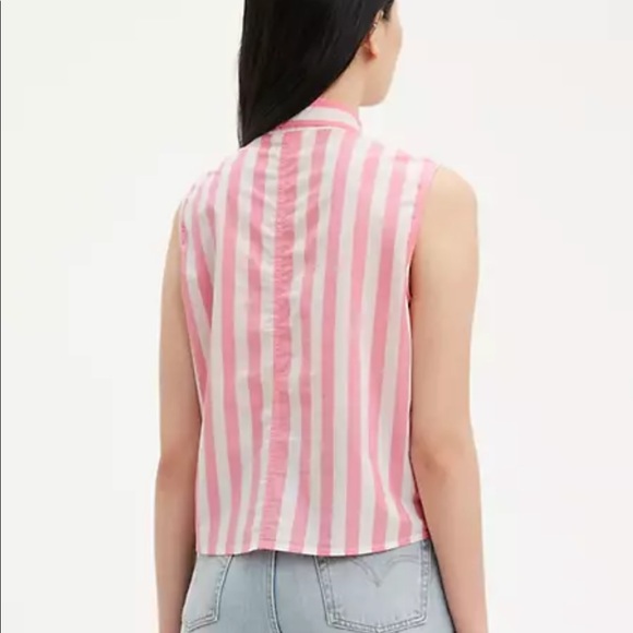 LEVI’S Pink Striped Sleeveless Davina Waist Tie - Picture 3 of 5